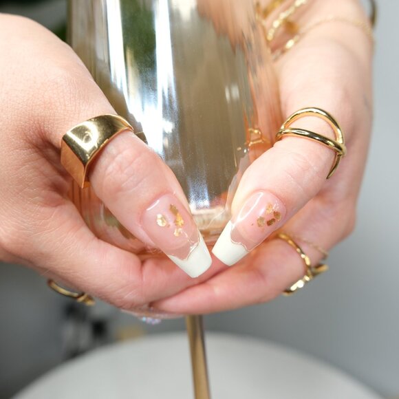 tipsyHandmade Press On NailsCoffin MediumNail ArtFrench Tipsy